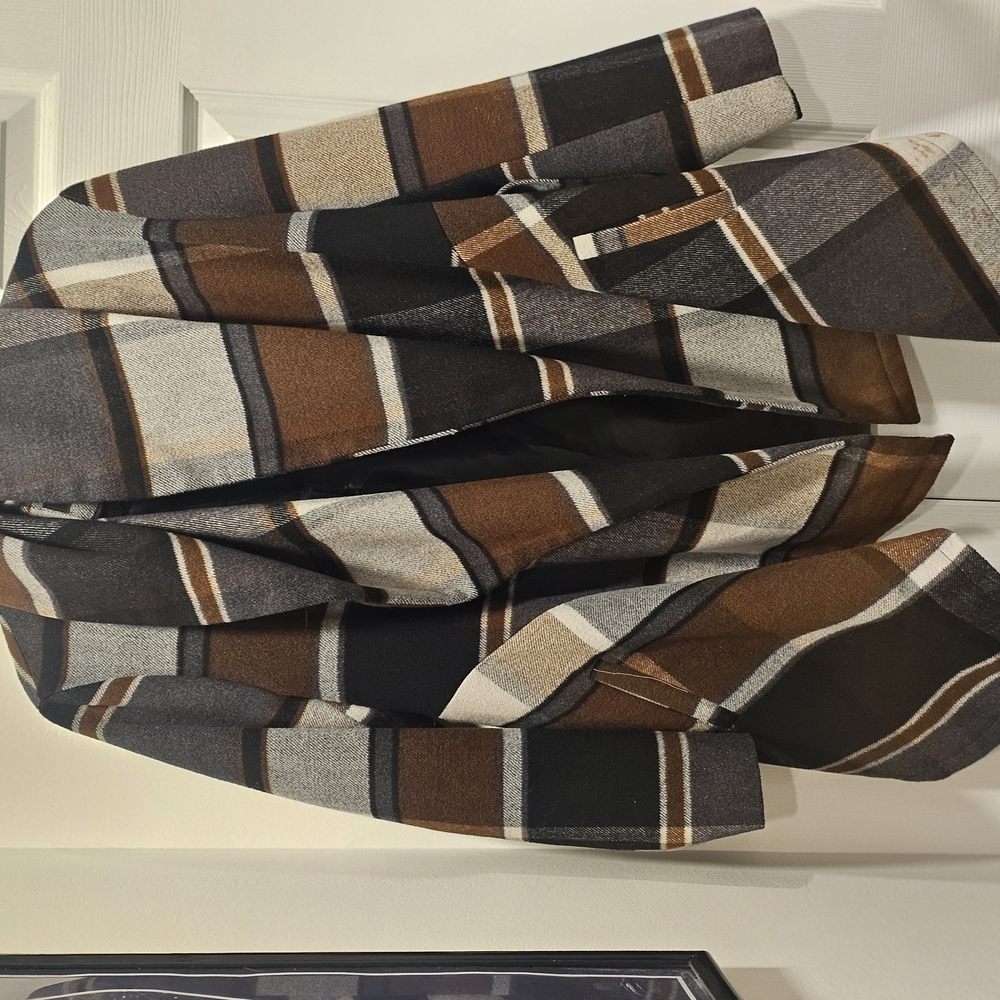 Women's Brown and Black Plaid Jacket
